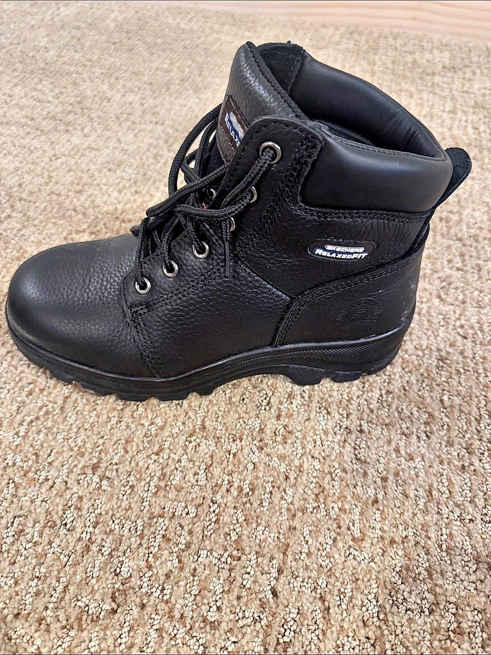 Skechers Workshire Peril Relaxed Fit Slip Resistant Black Steel Toe Work Boots